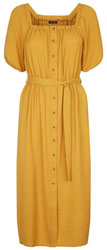Yellow Square Neck Button Front Dress
