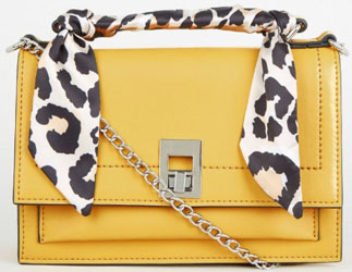Mustard Leopard Print Scarf Handle Bag